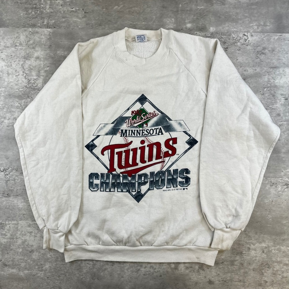 Vintage 1987 Minnesota Twins World Series Champions Jerzees Sweatshirt White L